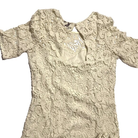 Whimsy Off White Lace Dress Medium Urban Outfitters Crocheted Style Beach Bride - Picture 5 of 6